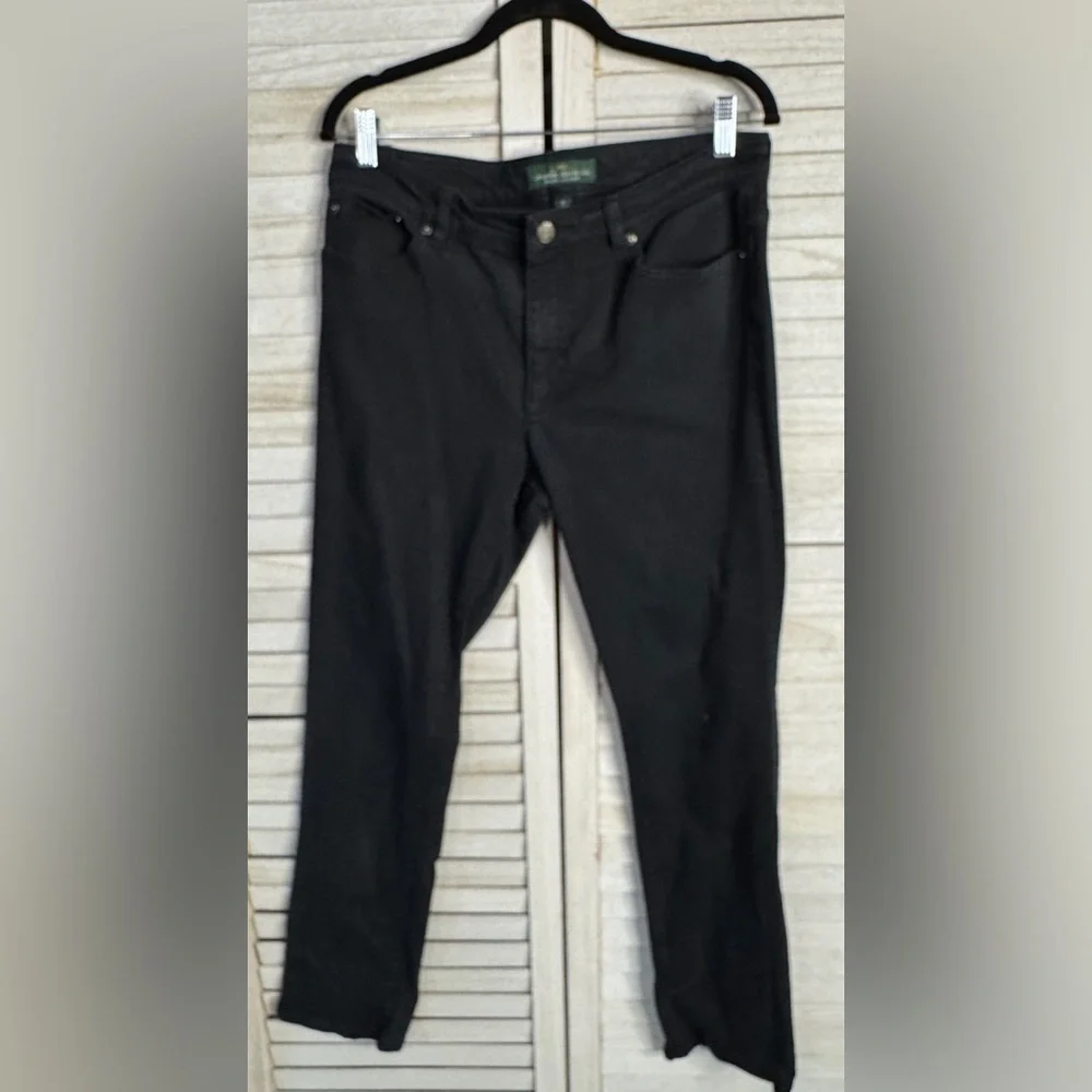Lauren Ralph Lauren Black Straight Leg Jeans Size 12 Classic Stretch Denim Chic